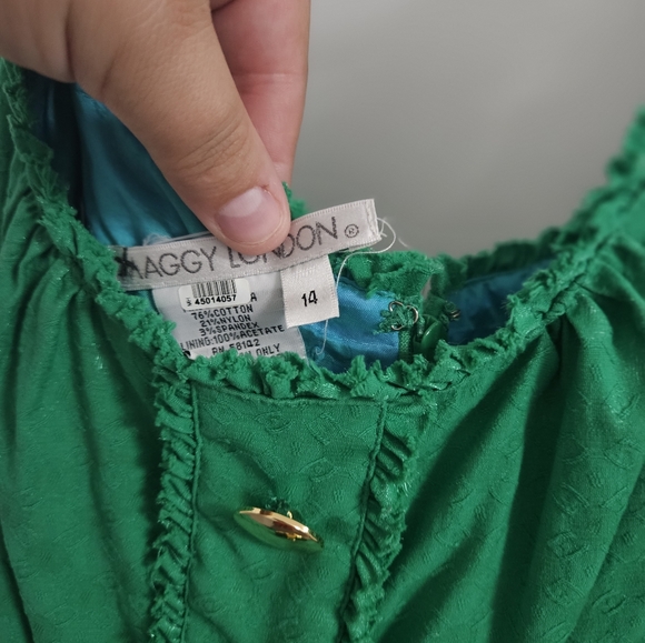 Maggy London Green Dress W/Pockets - Picture 4 of 4